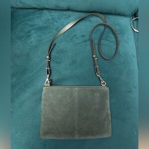 Dark Green Suede Crossbody Bag